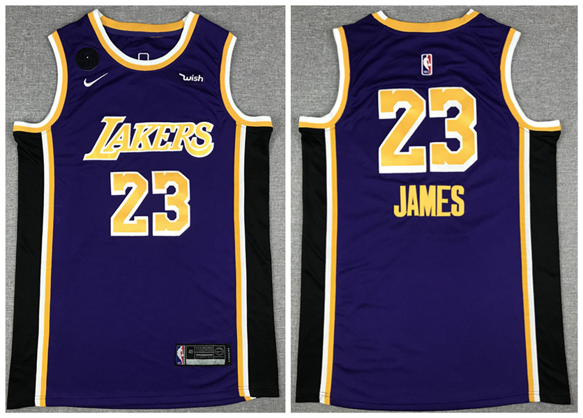 Men's Los Angeles Lakers #23 LeBron James Purple With KB Patch Stitched NBA Jersey